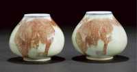 18th century A pair of underglaze blue copper red and celadon glazed water pots
